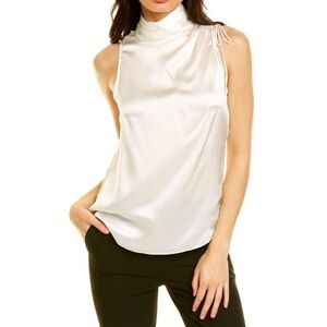 Cinq A Sept Womens Kamille Silk Top Ivory Size L NWT